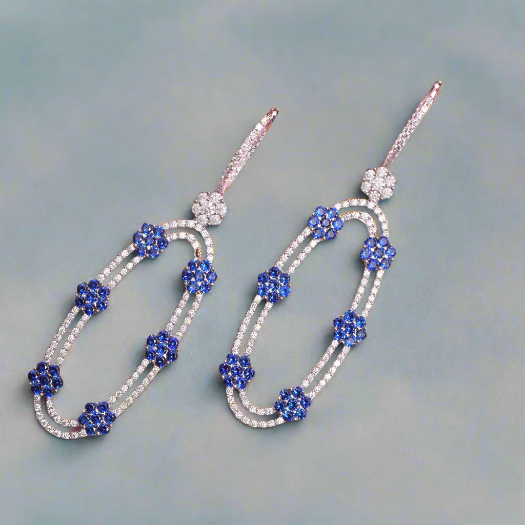 Blue color with Moissanite Danglers Earrings
