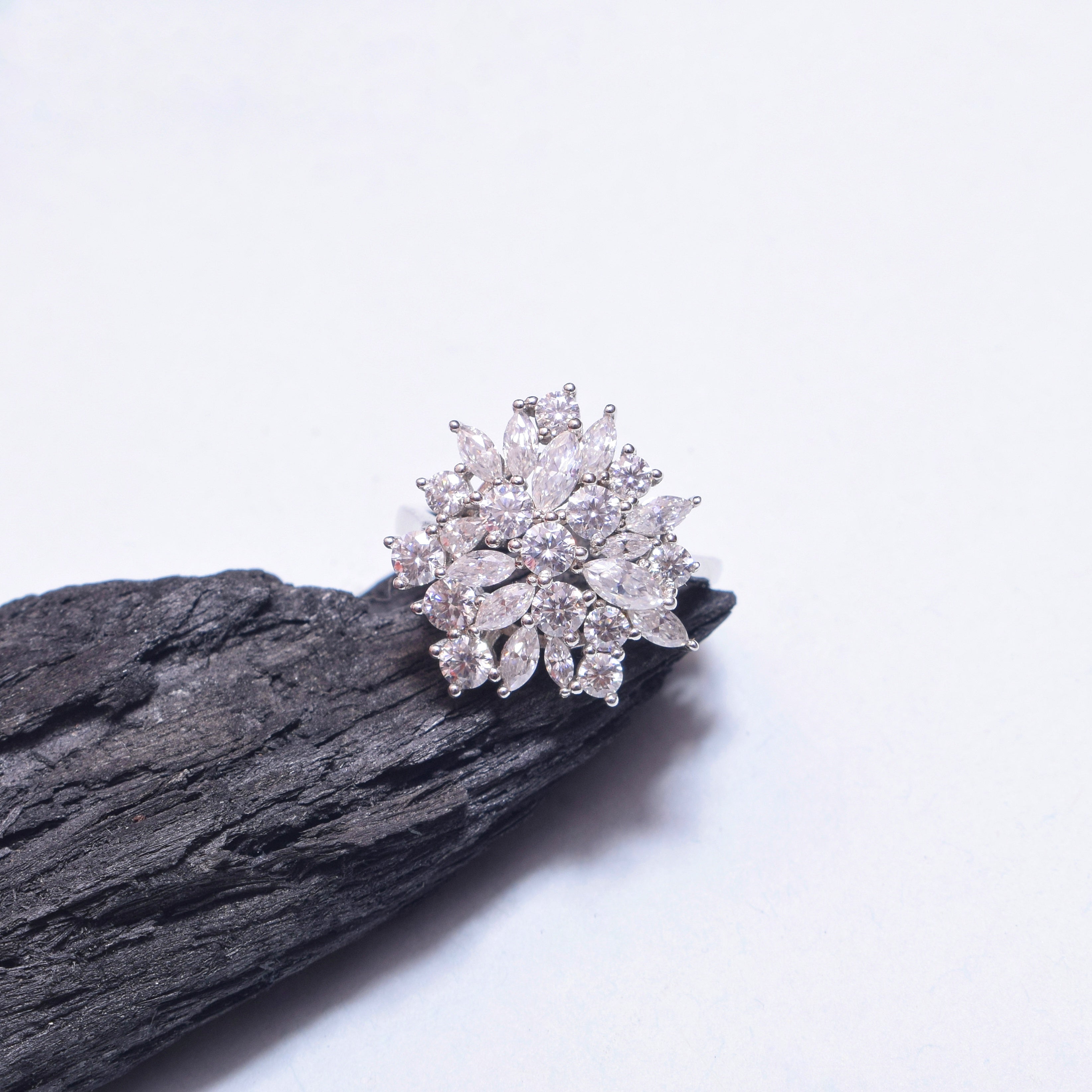 Moissanite Diamond Cluster Ring