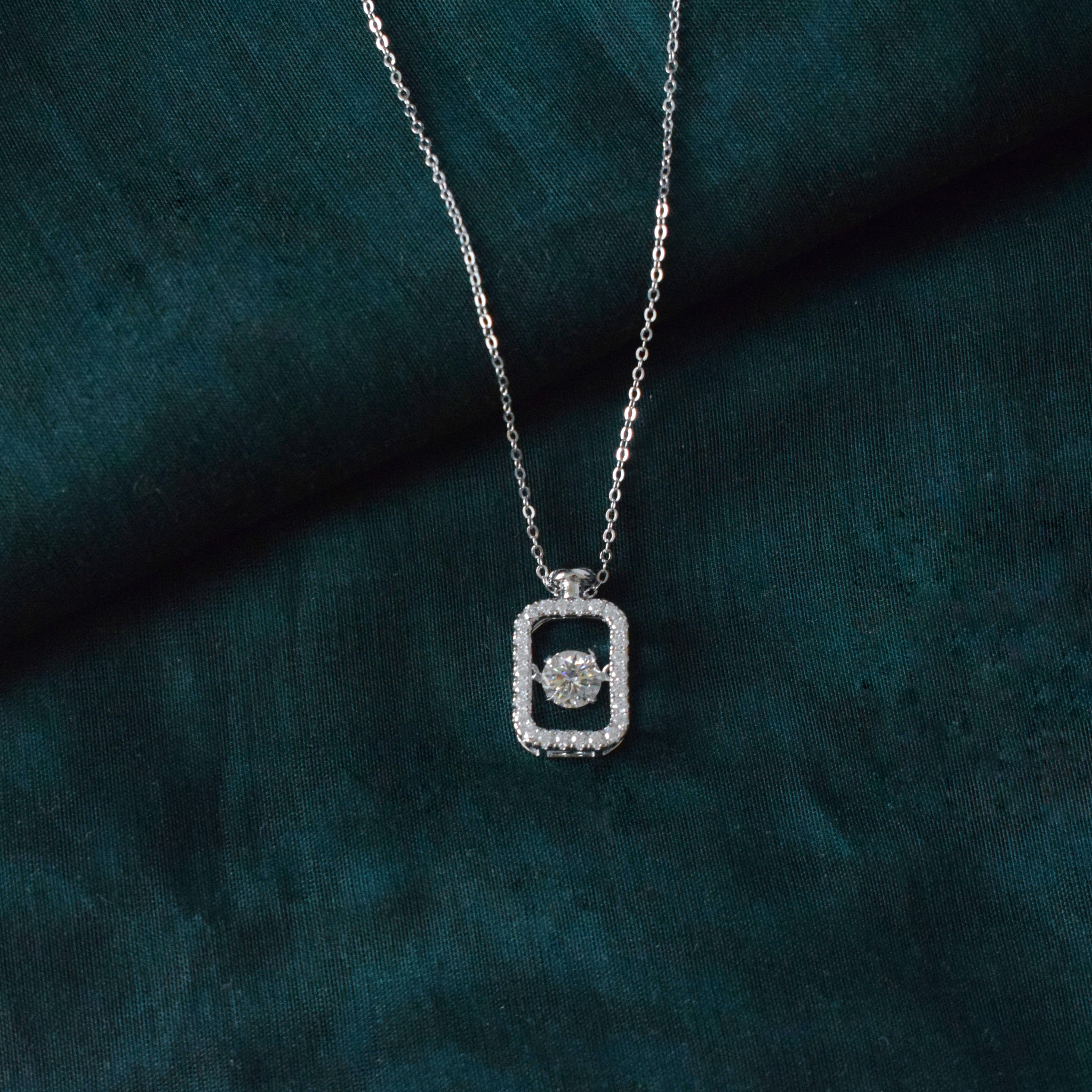 Rectangle Shape Hollow Out Moissanite Diamond Pendant
