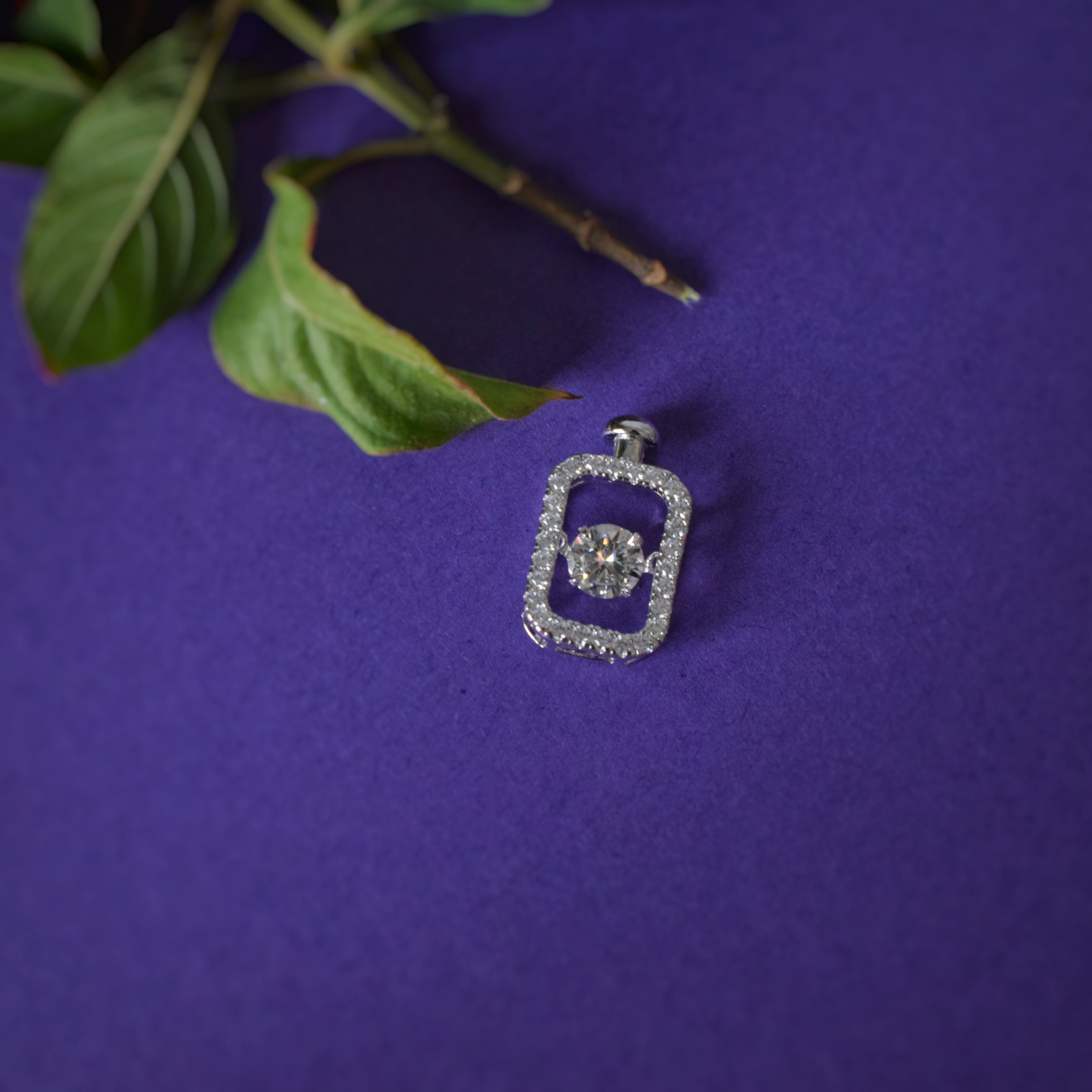Rectangle Shape Hollow Out Moissanite Diamond Pendant