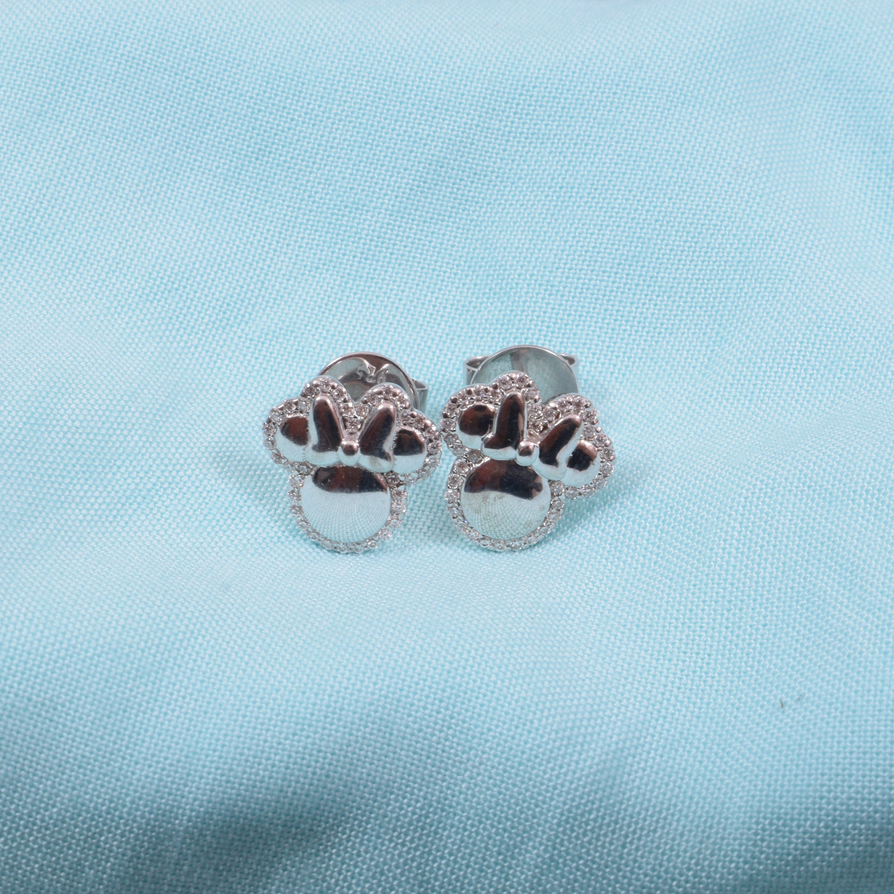 Teddy Twinkle Moissanite Studs in Sterling Silver, for kids