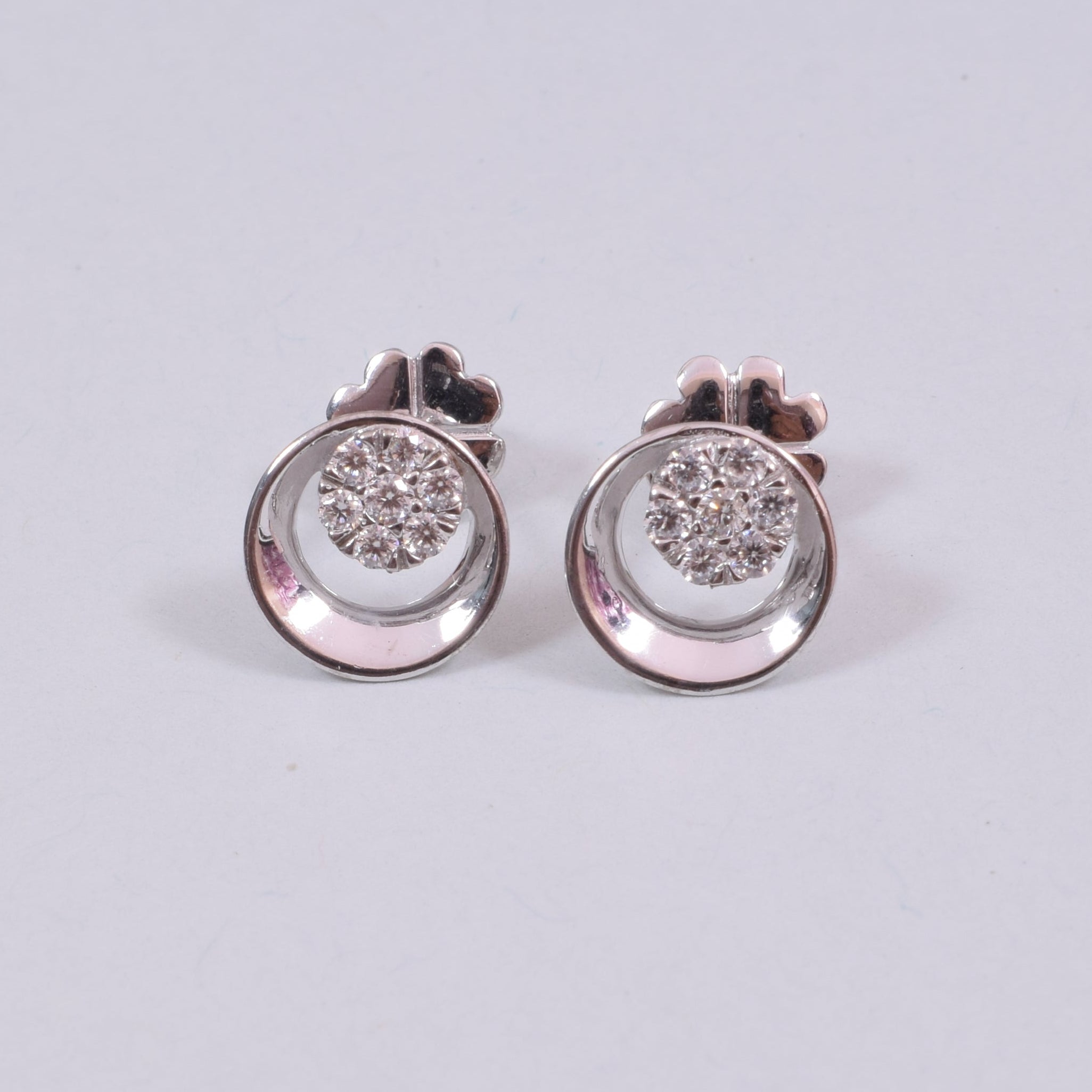 Silver Flower Fling Studs in Moissanite