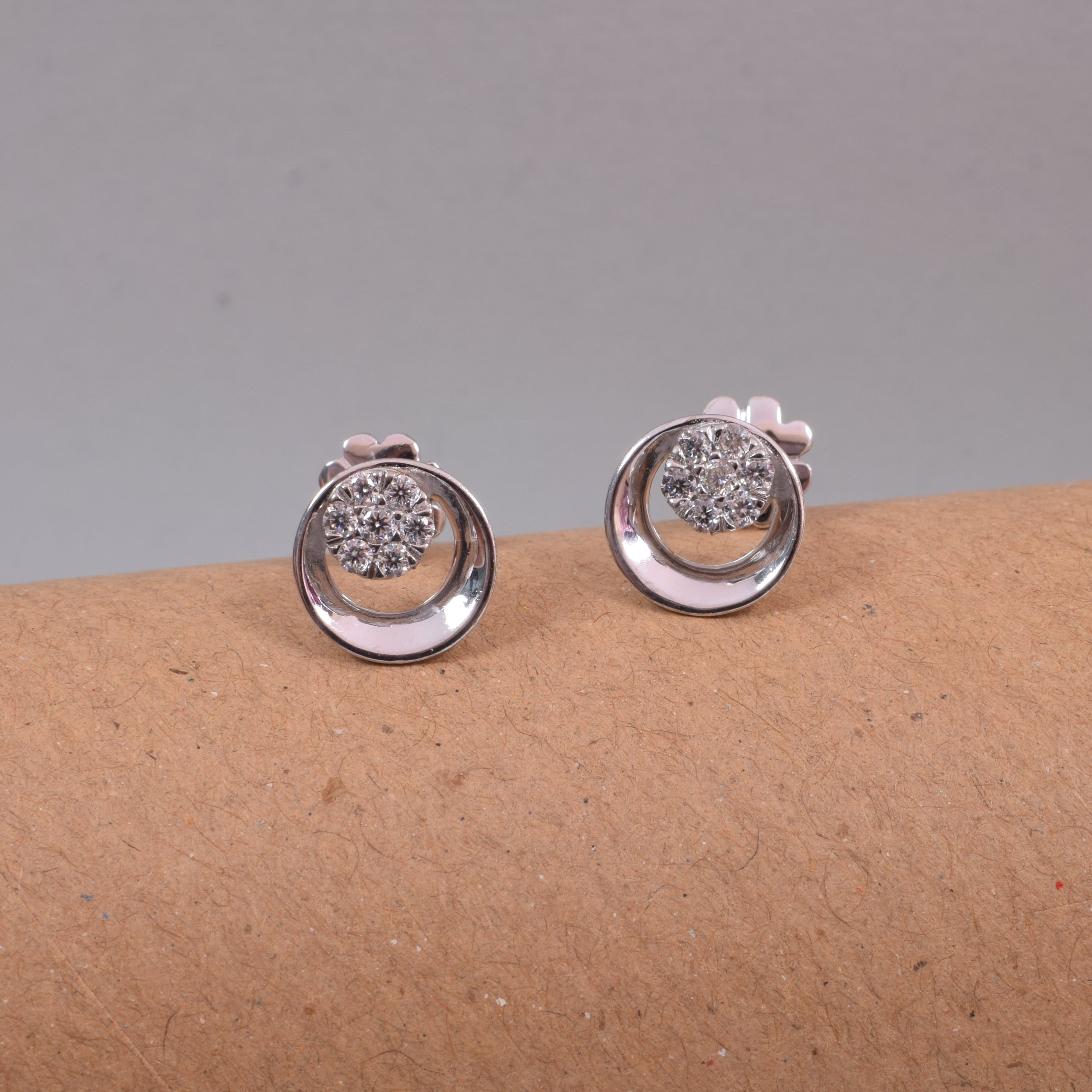 Silver Flower Fling Studs in Moissanite