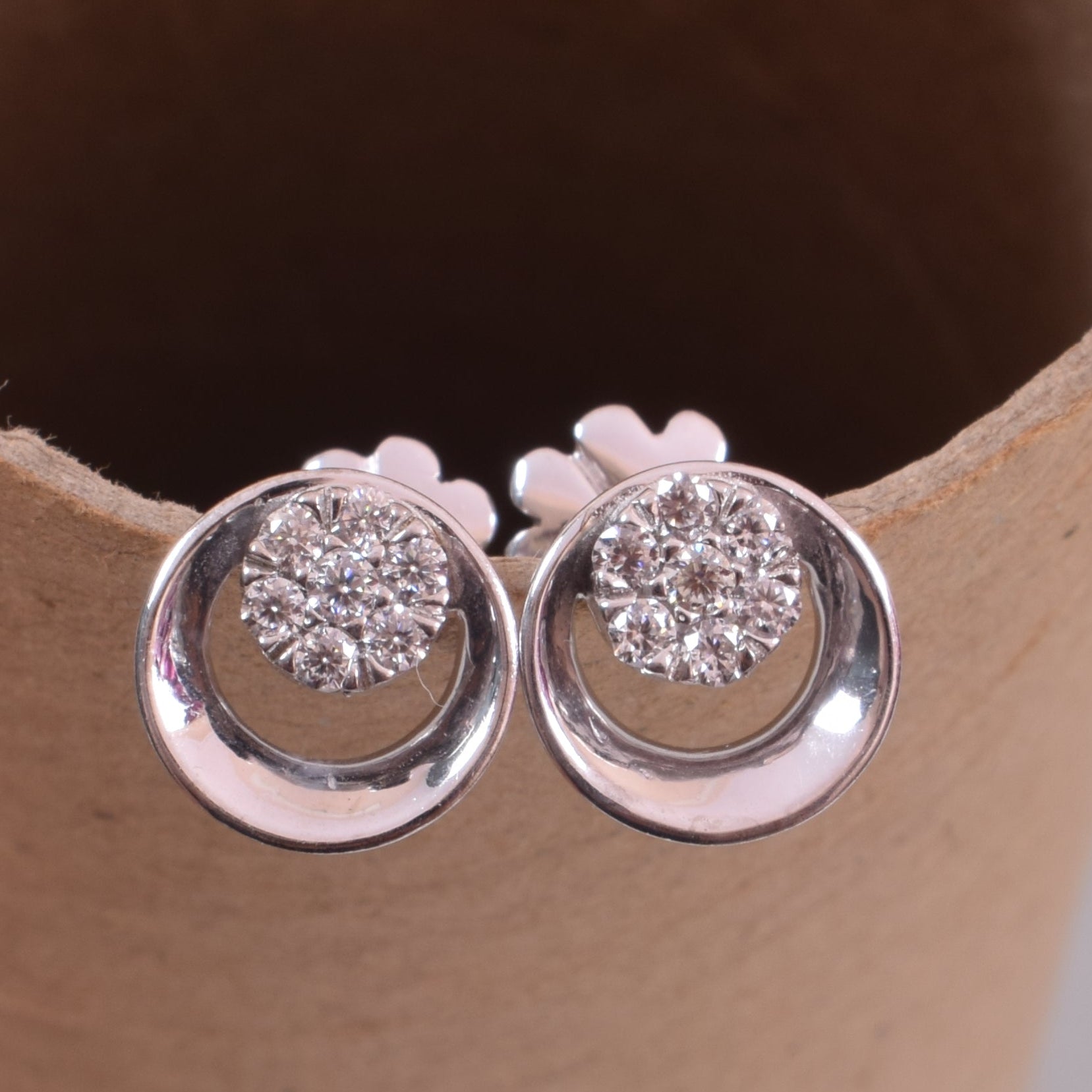Silver Flower Fling Studs in Moissanite
