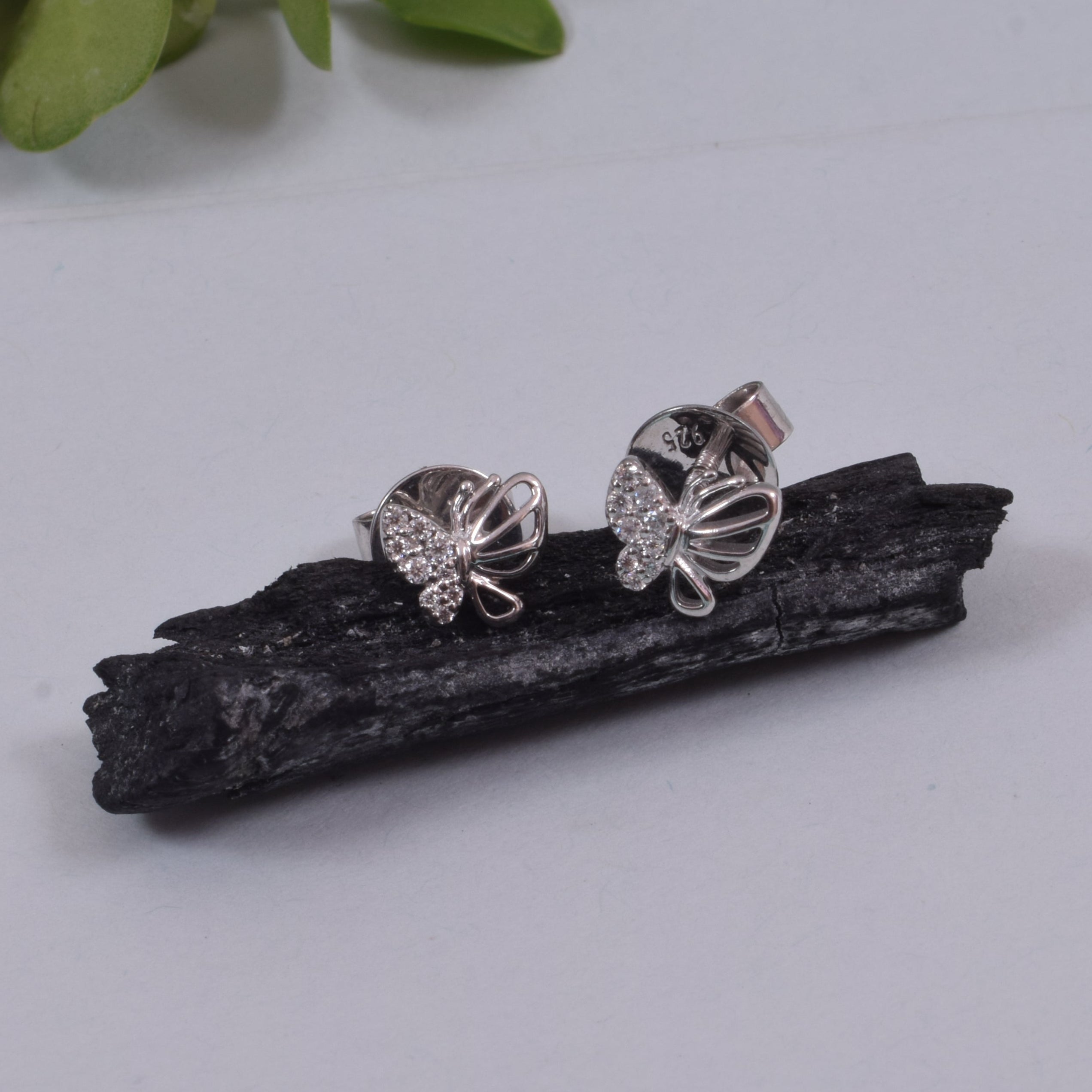 Moissanite Pop Butterfly Studs in 925 Silver for Kids