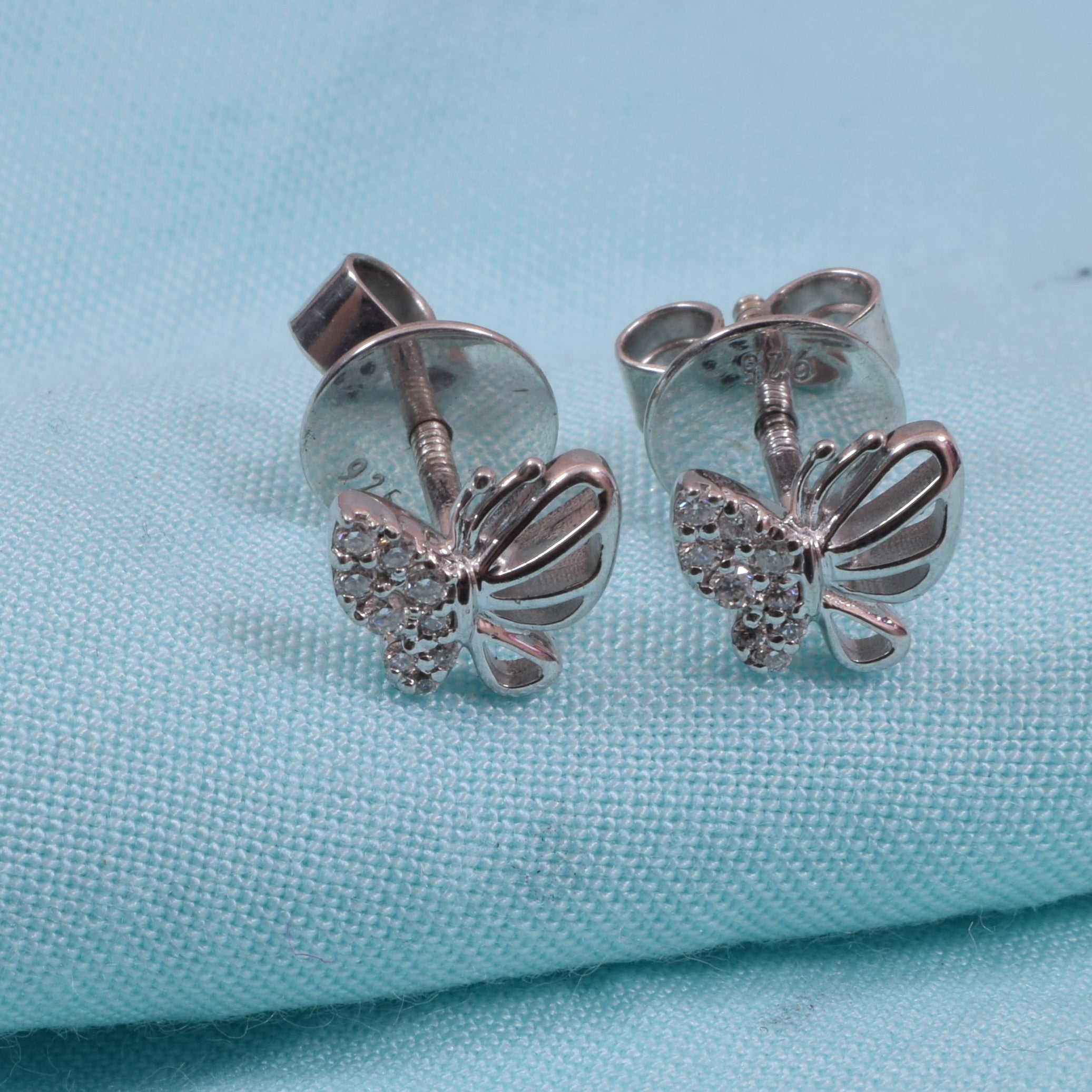 Moissanite Pop Butterfly Studs in 925 Silver for Kids