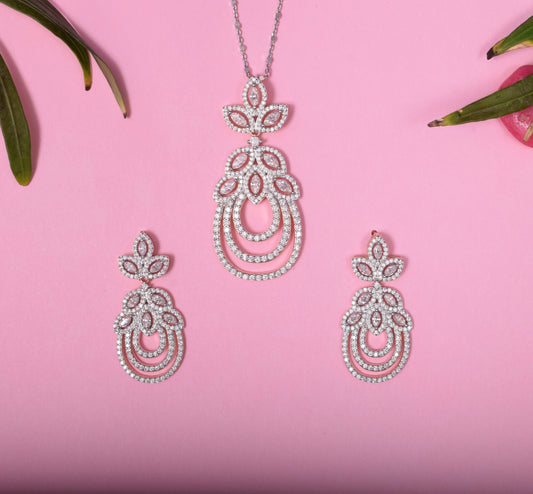 Floral Fantasy Sterling Silver Pendant Set