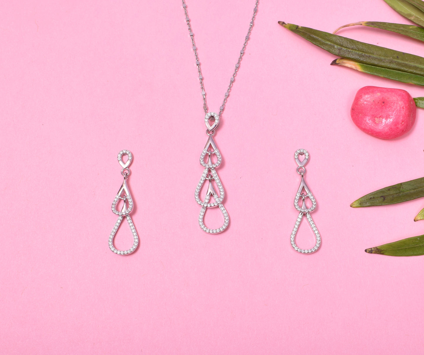 Droplets Sterling Silver Pendant Set