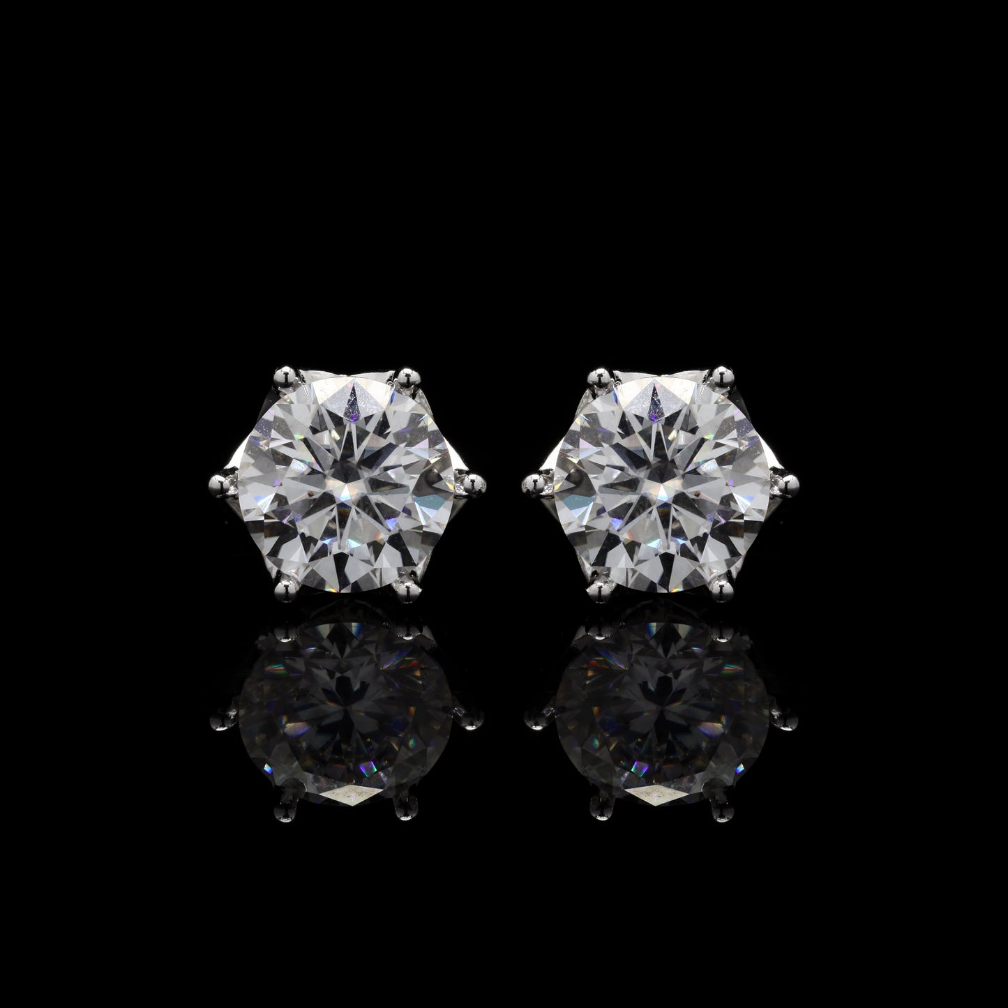 Crystal Orbit Round Silver Studs, 7 Carat