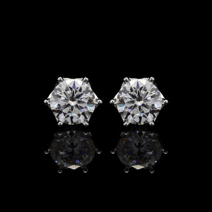 Crystal Orbit Round Silver Studs, 7 Carat