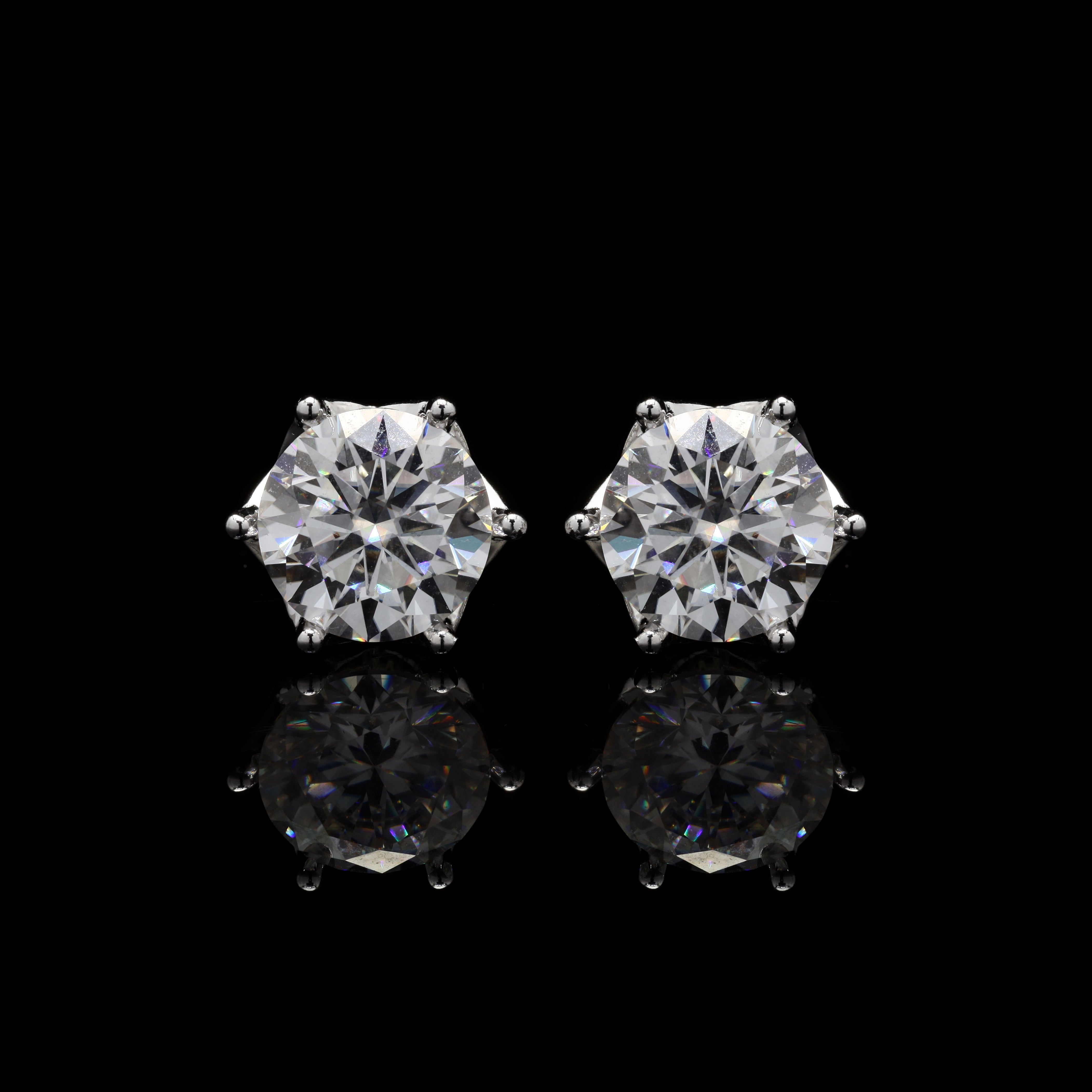 Crystal Orbit Round Silver Studs, 7 Carat