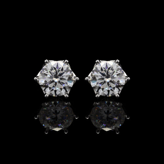 Crystal Orbit Round Silver Studs, 7 Carat