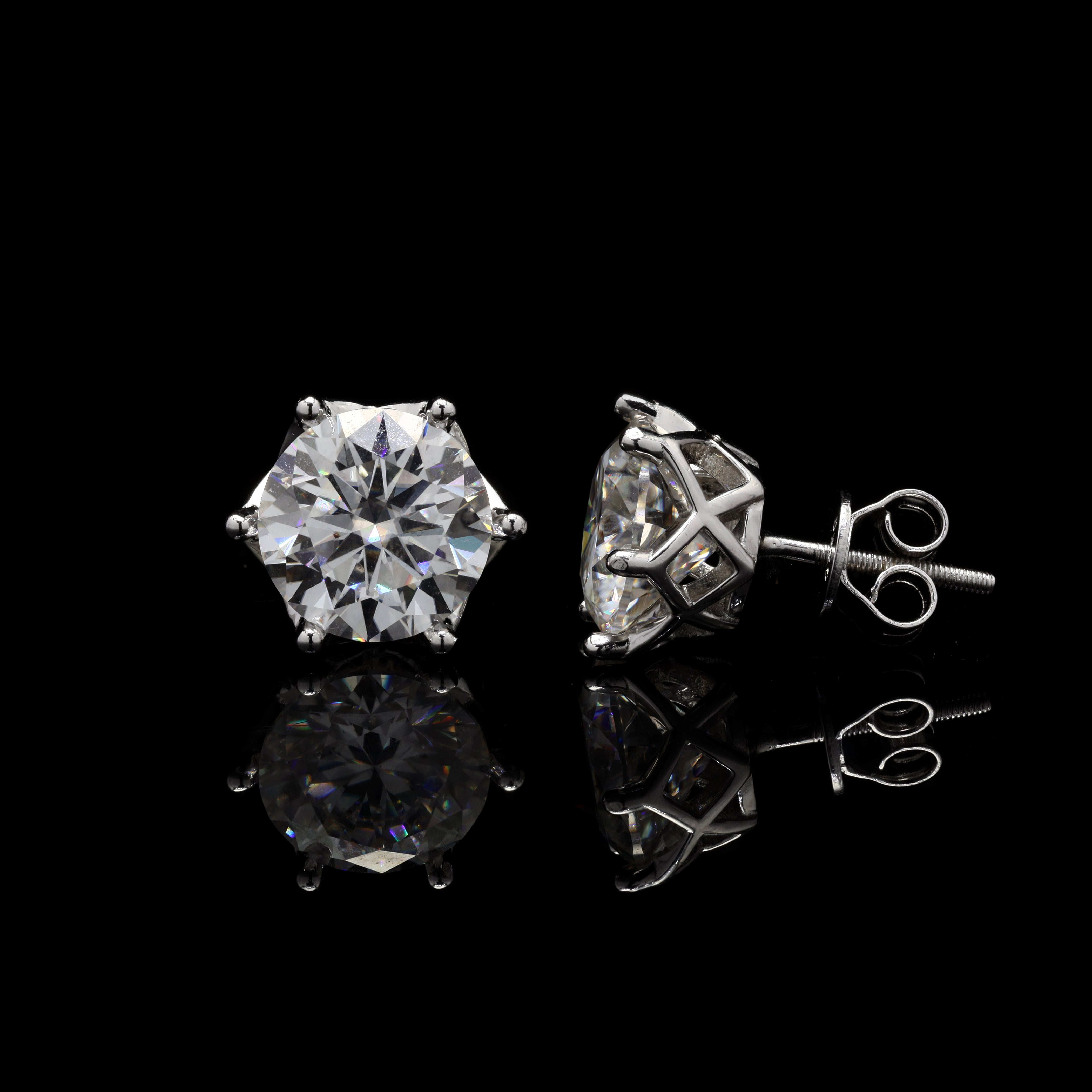 Infinity Shine Round Studs in 925 Silver with Moissanite for daily wear, 7 Carat