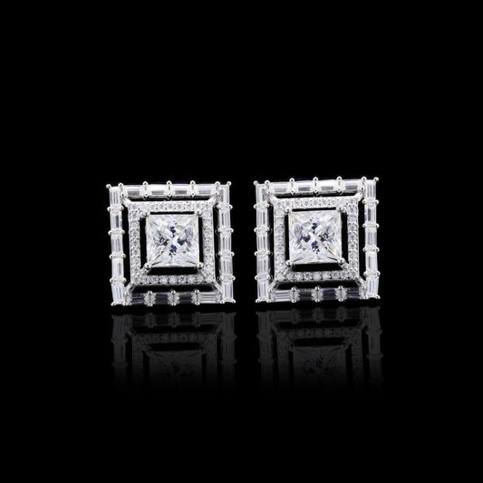 Radiant Square Silver Studs