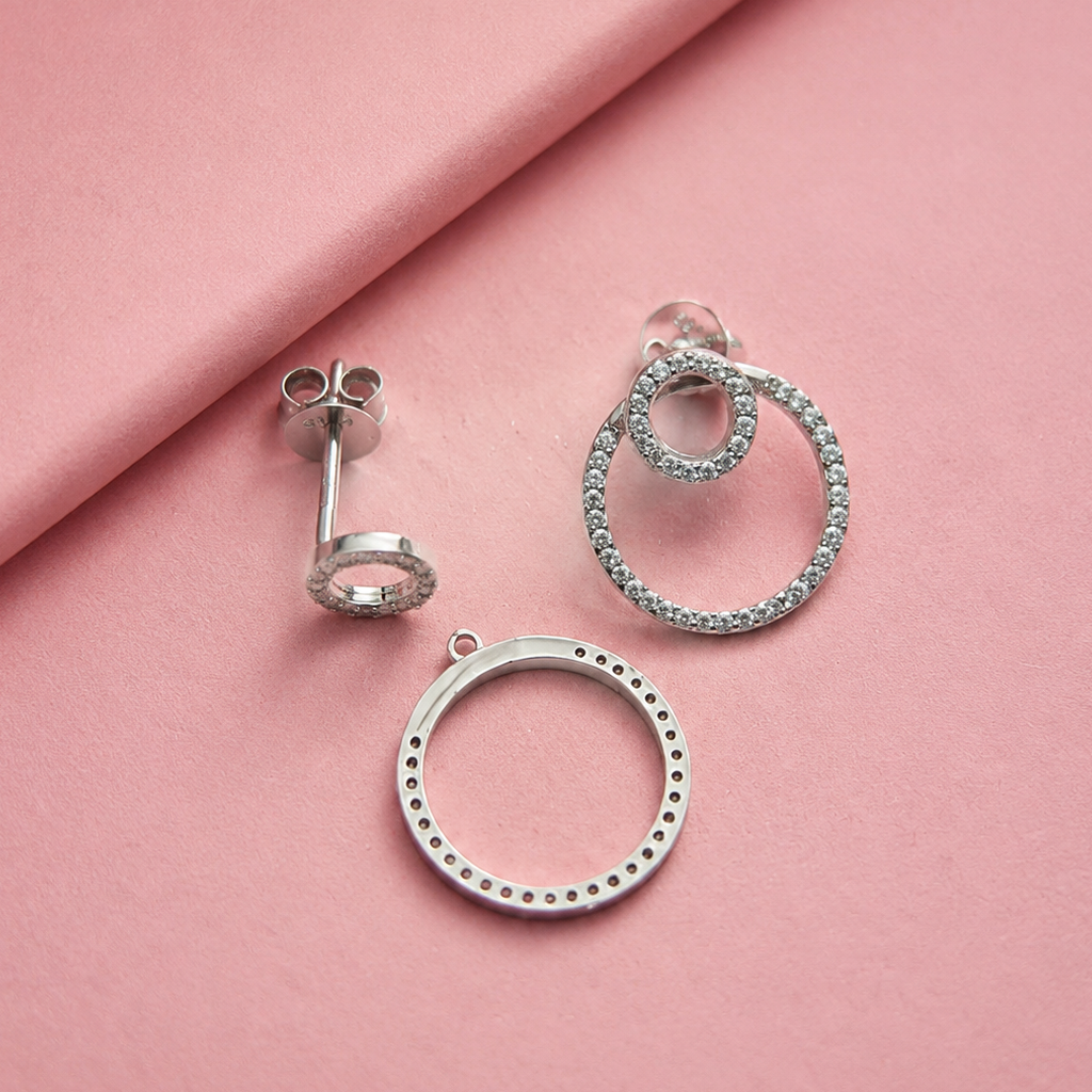 Celeste 3-in-1 Convertible Earrings in Sterling Silver with Moissanite