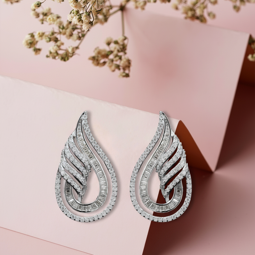 Exquisite Twinkle Twist Silver with Moissanite Earrings