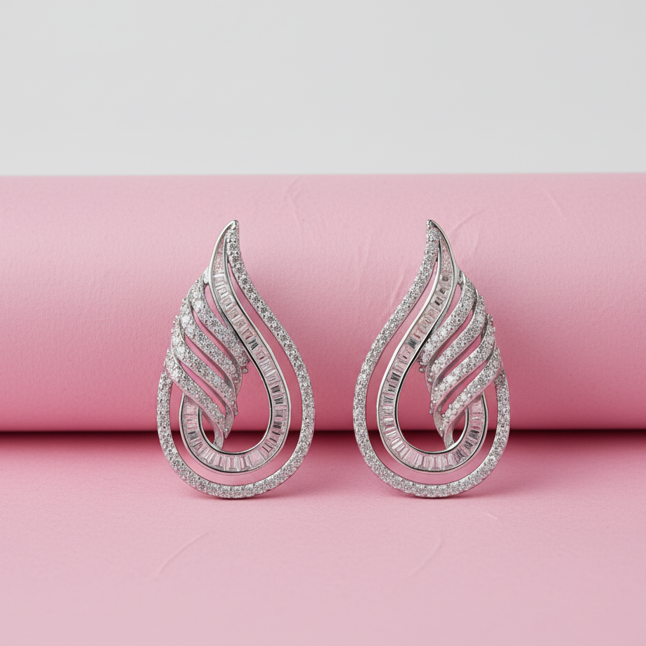 Exquisite Twinkle Twist Silver with Moissanite Earrings