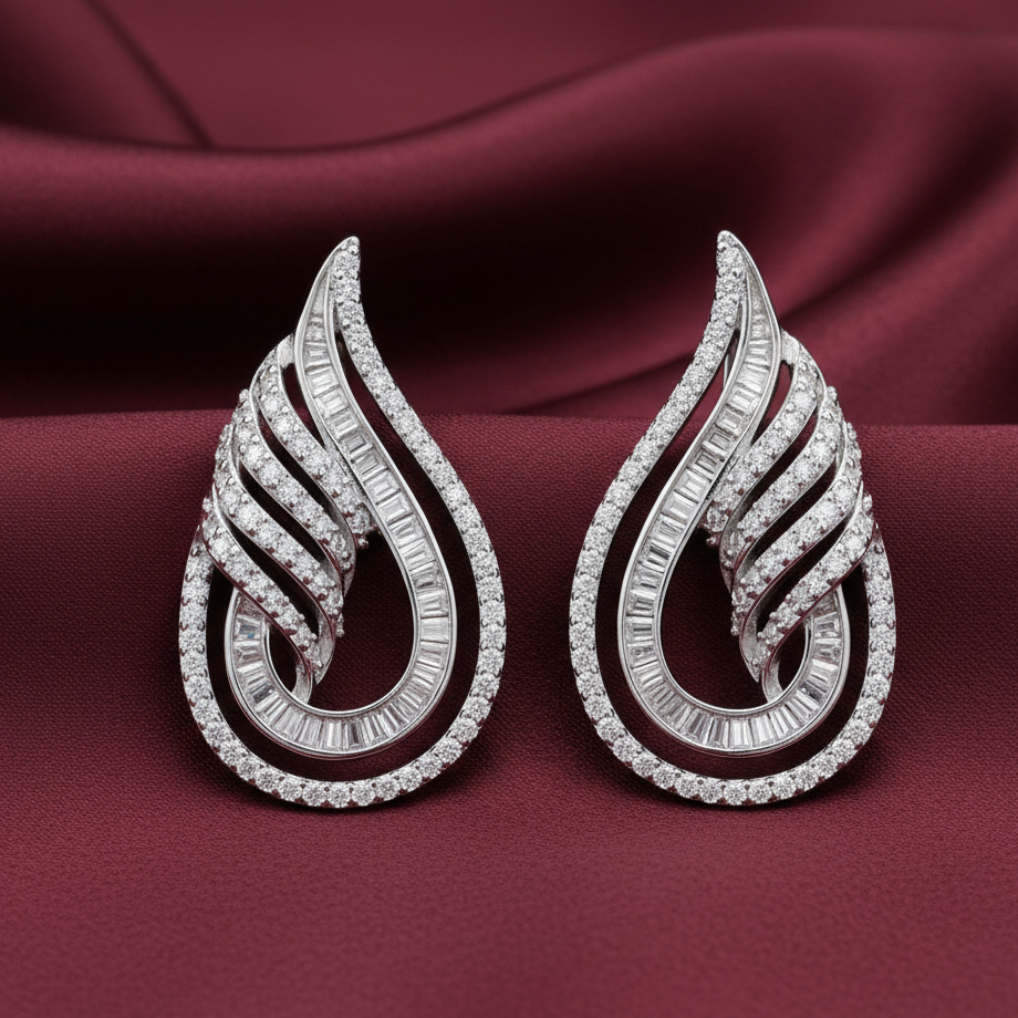 Exquisite Twinkle Twist Silver with Moissanite Earrings