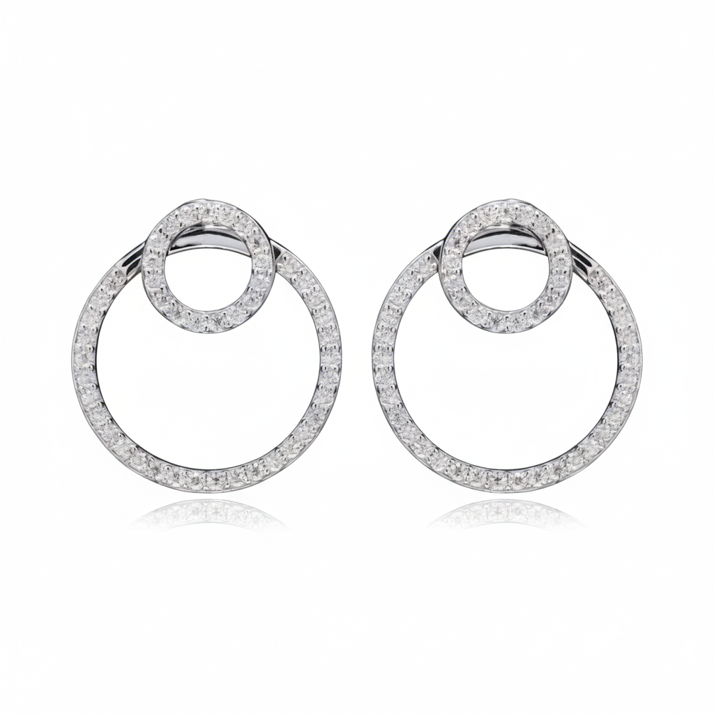 Radiant Bloom Silver Earrings with Moissanite