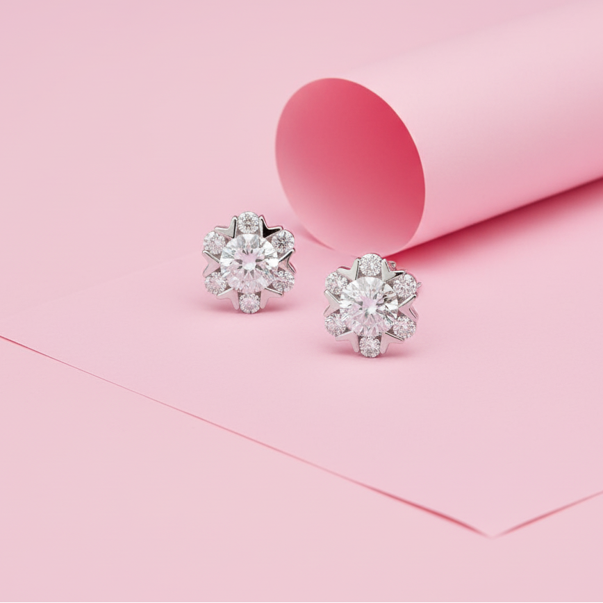 Celestial Spark Sterling in Silver with Moissanite Earrings