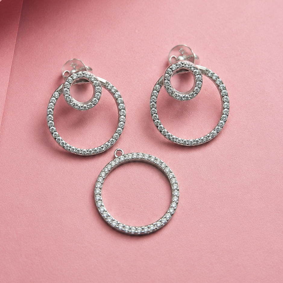 Celeste 3-in-1 Convertible Earrings in Sterling Silver with Moissanite