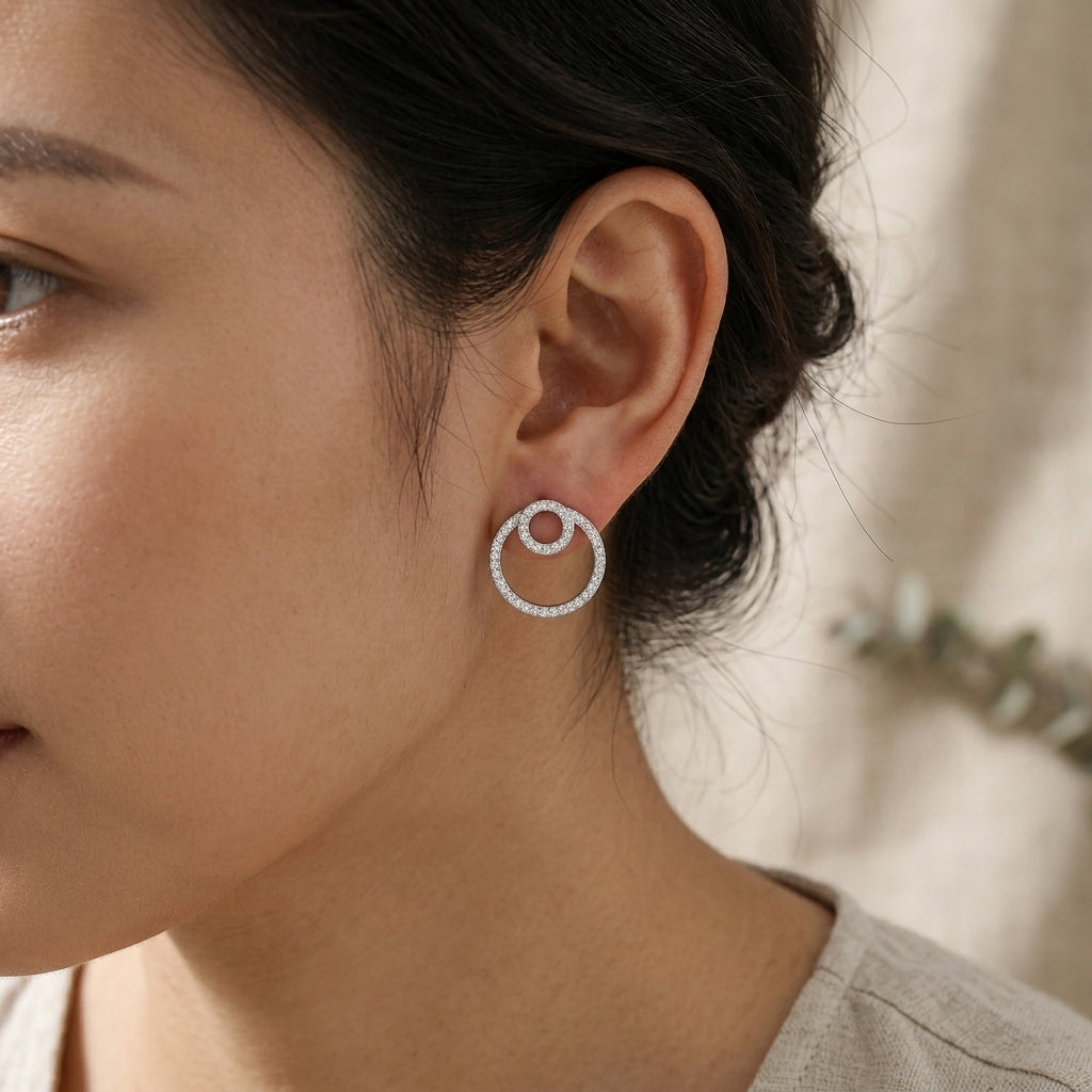 Celeste 3-in-1 Convertible Earrings in Sterling Silver with Moissanite