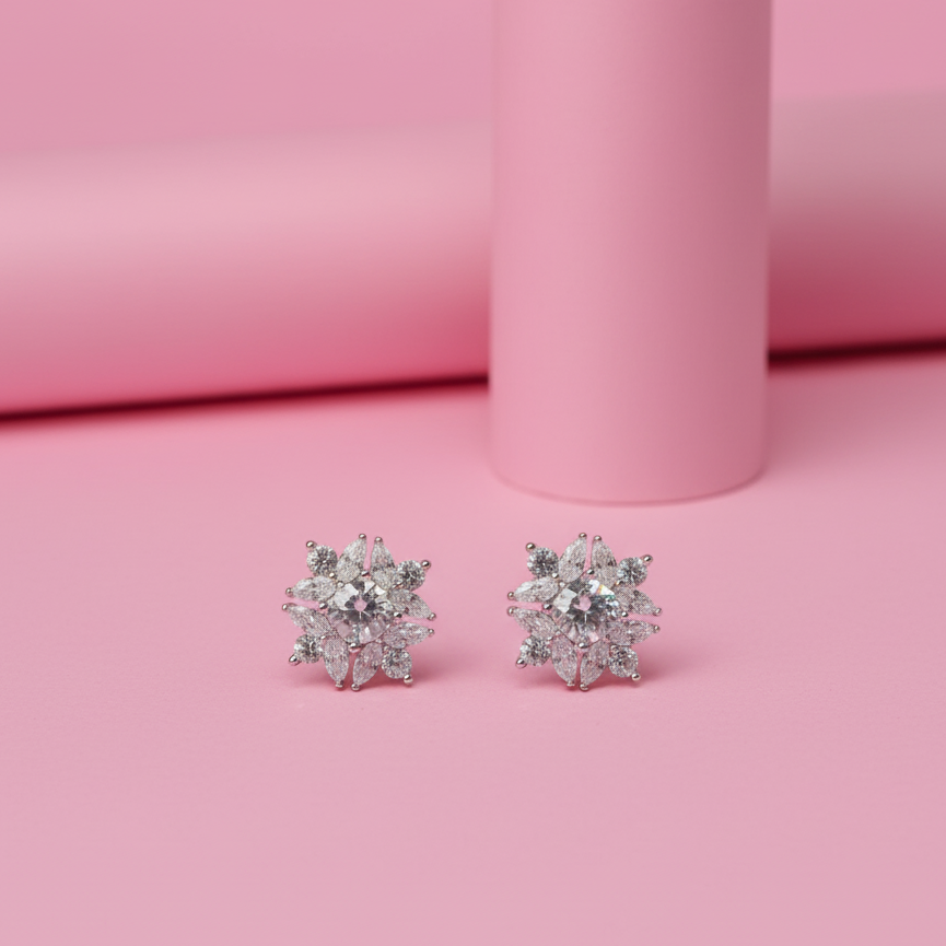 Classic Moissanite Solitaire Studs Earrings in Silver