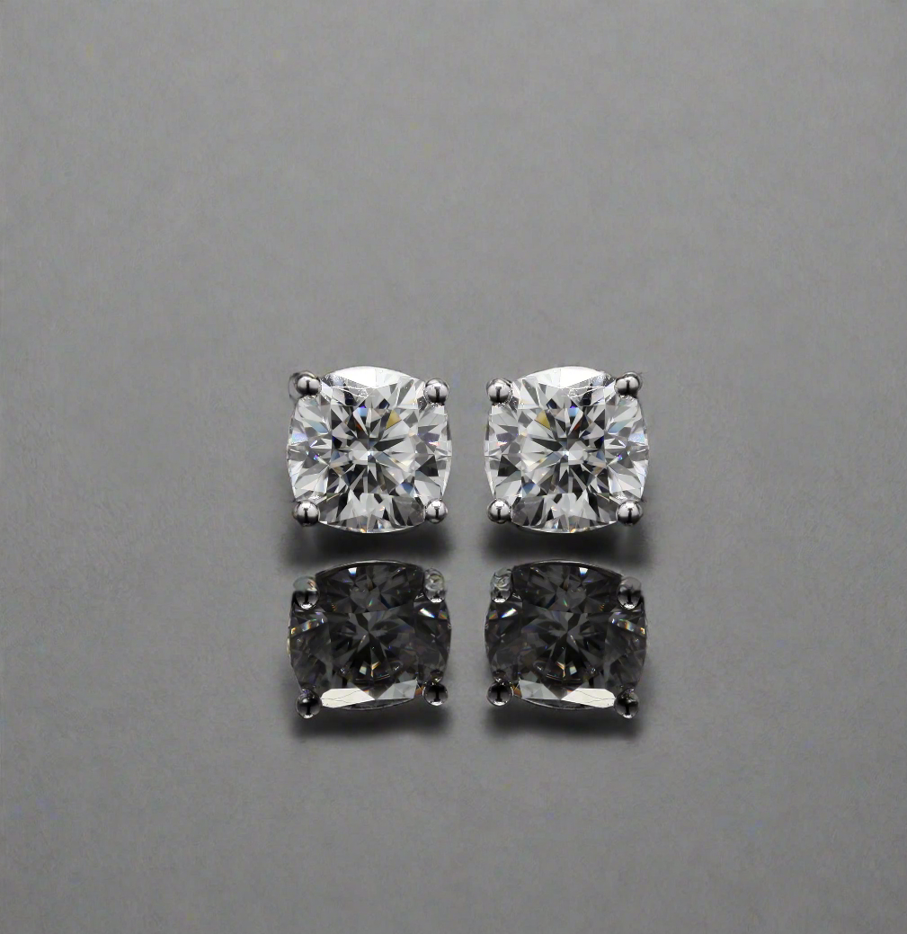 Cushion shape Moissanite Diamond Studs