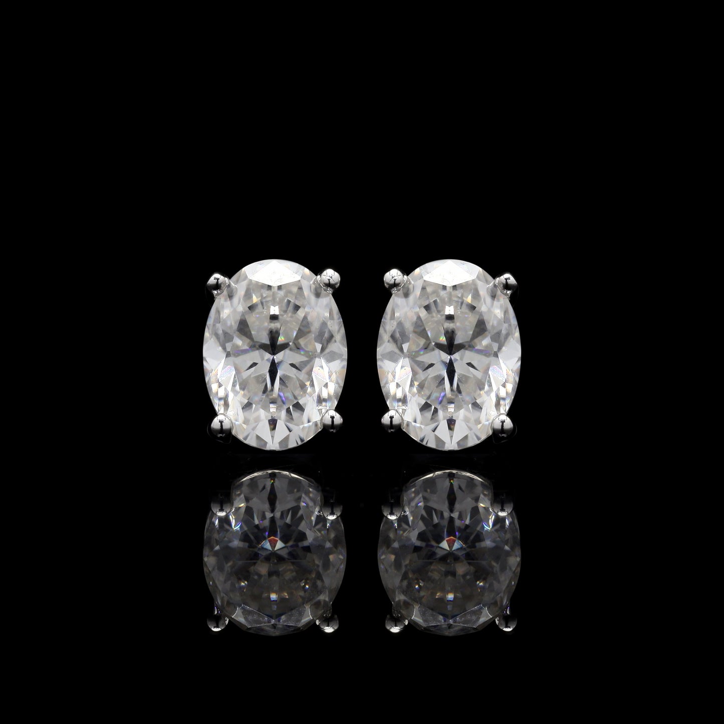 Oval Shape Moissanite Silver Studs