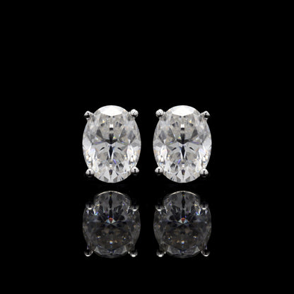 Oval Shape Moissanite Silver Studs