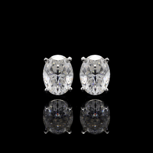 Oval Shape Moissanite Silver Studs