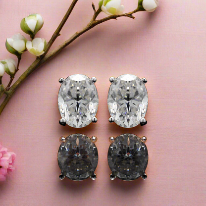 Oval Shape Moissanite Silver Studs