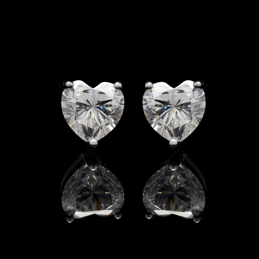 Heart Shape Moissanite Diamond Studs