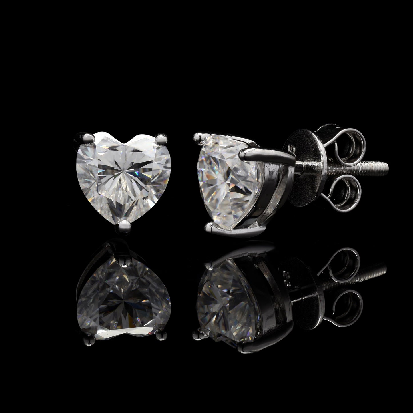 Heart Shape Moissanite Diamond Studs