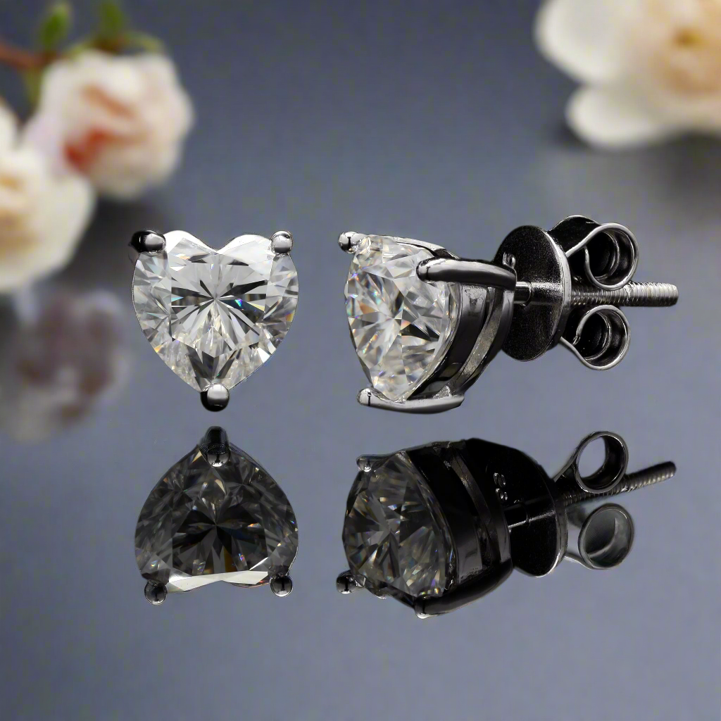 Heart Shape Moissanite Diamond Studs