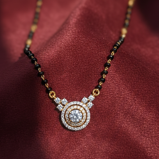 Modern Viva Moissanite Mangalsutra in 925 Silver with Rhodium Plating | The Modern Bride’s Daily Essential
