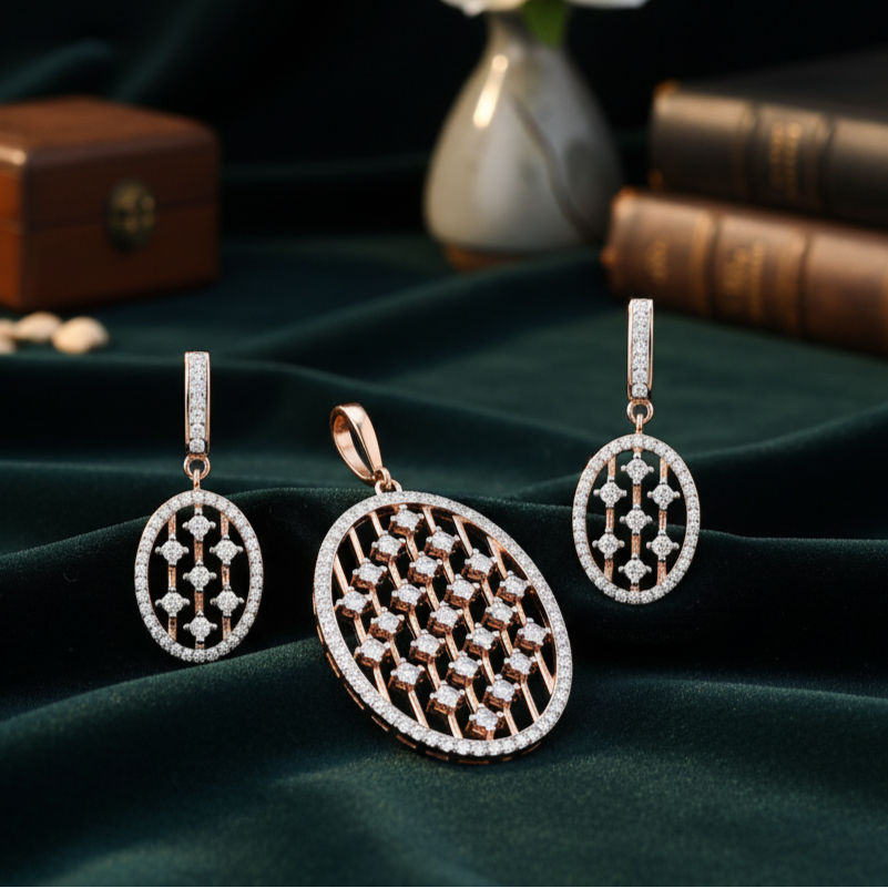 925 Silver Moissanite Round Cut Pendant Set for Gifting and Daily Wear