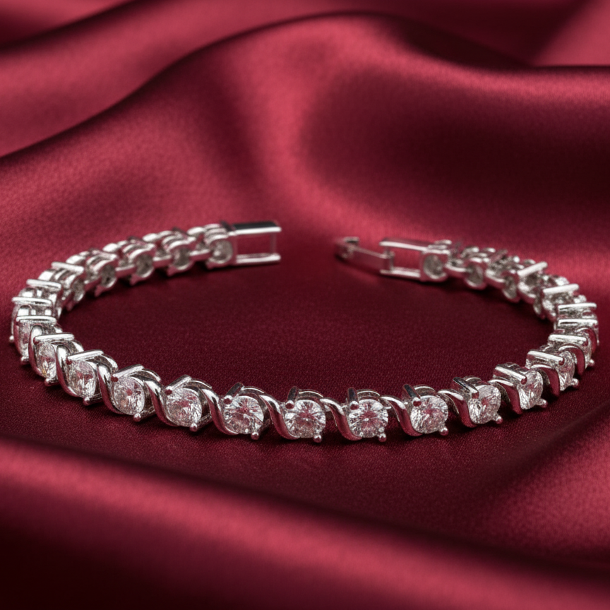 Eternity Moissanite Bracelet in 925 Silver with Moissanite Diamond
