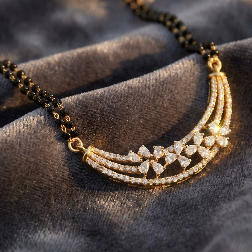 Celeste Shine Mangalsutra in 925 Silver with Rhodium Plating | Lightweight & Perfect for Daily Wear