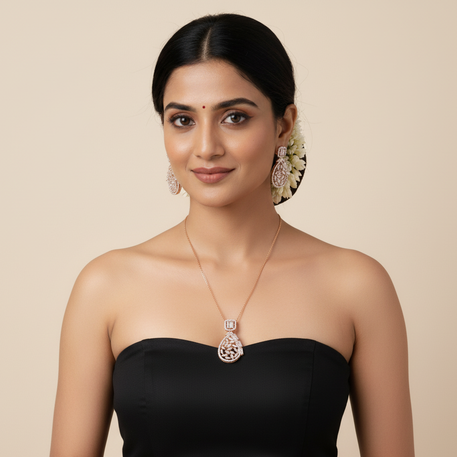 Designer Moissanite Pendant Set for Wedding Jewelry