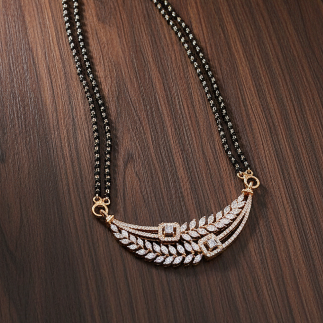 Premium Moissanite Mangalsutra Pendant | Diamond-Look Jewelry in Silver for Brides