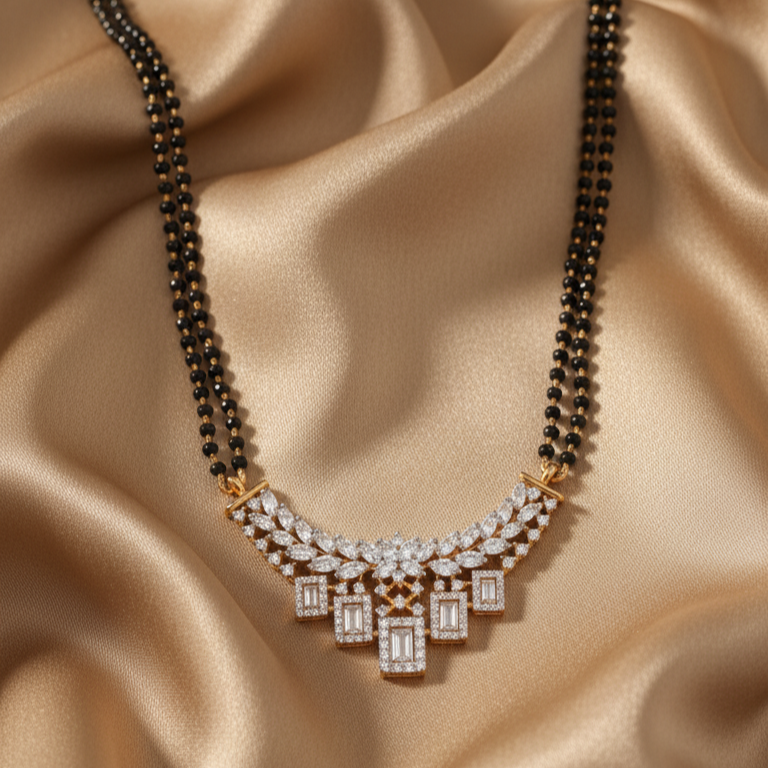 Latest Moissanite Mangalsutra Pendant | Wedding, Bridal & Everyday wear in Silver