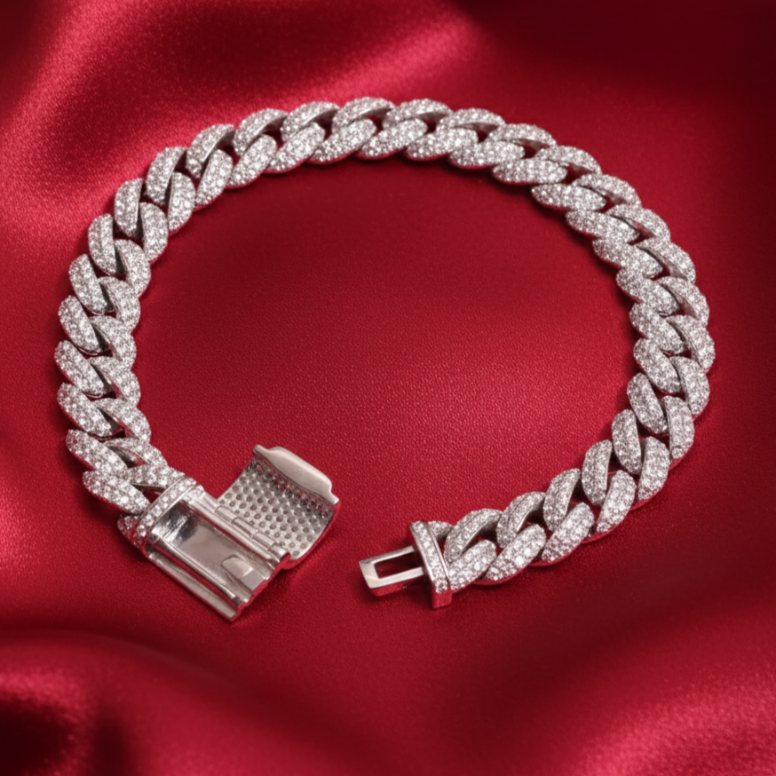 Moissanite Cuban bracelet for her in Sterling Silver, perfect for gift