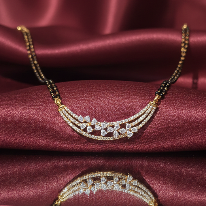 Celeste Shine Mangalsutra in 925 Silver with Rhodium Plating | Lightweight & Perfect for Daily Wear