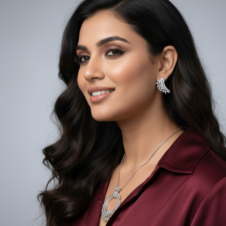 Premium Moissanite Pendant Set in 925 Silver Jewelry for Bridal Occasions