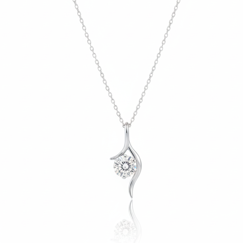 925 Sterling silver Swirl Pendant in 1 Ct Moissanite Diamond