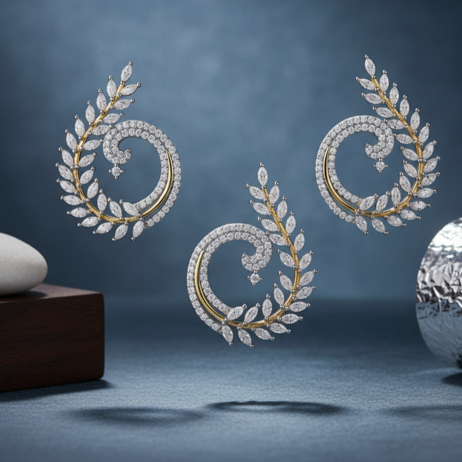 Melody of Flowers Sterling Silver Moissanite Pendant set