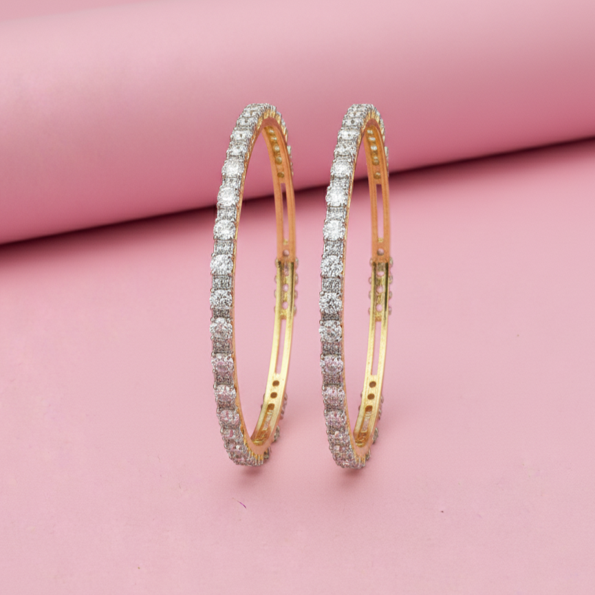 Traditional Gold Rhodium Moissanite Bangles in Sterling Silver