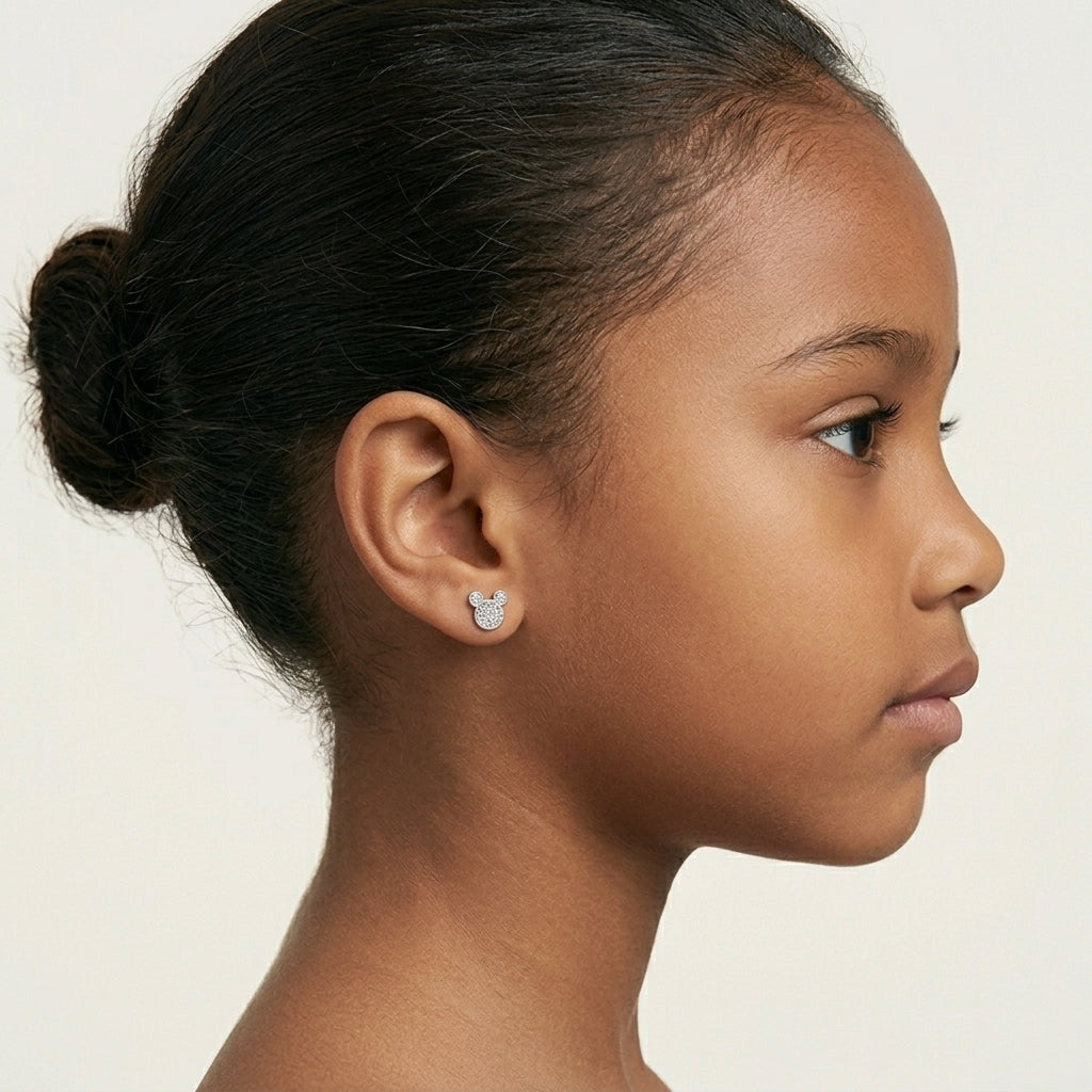 Tiny Teddy Moissanite Studs for Kids in 925 silver