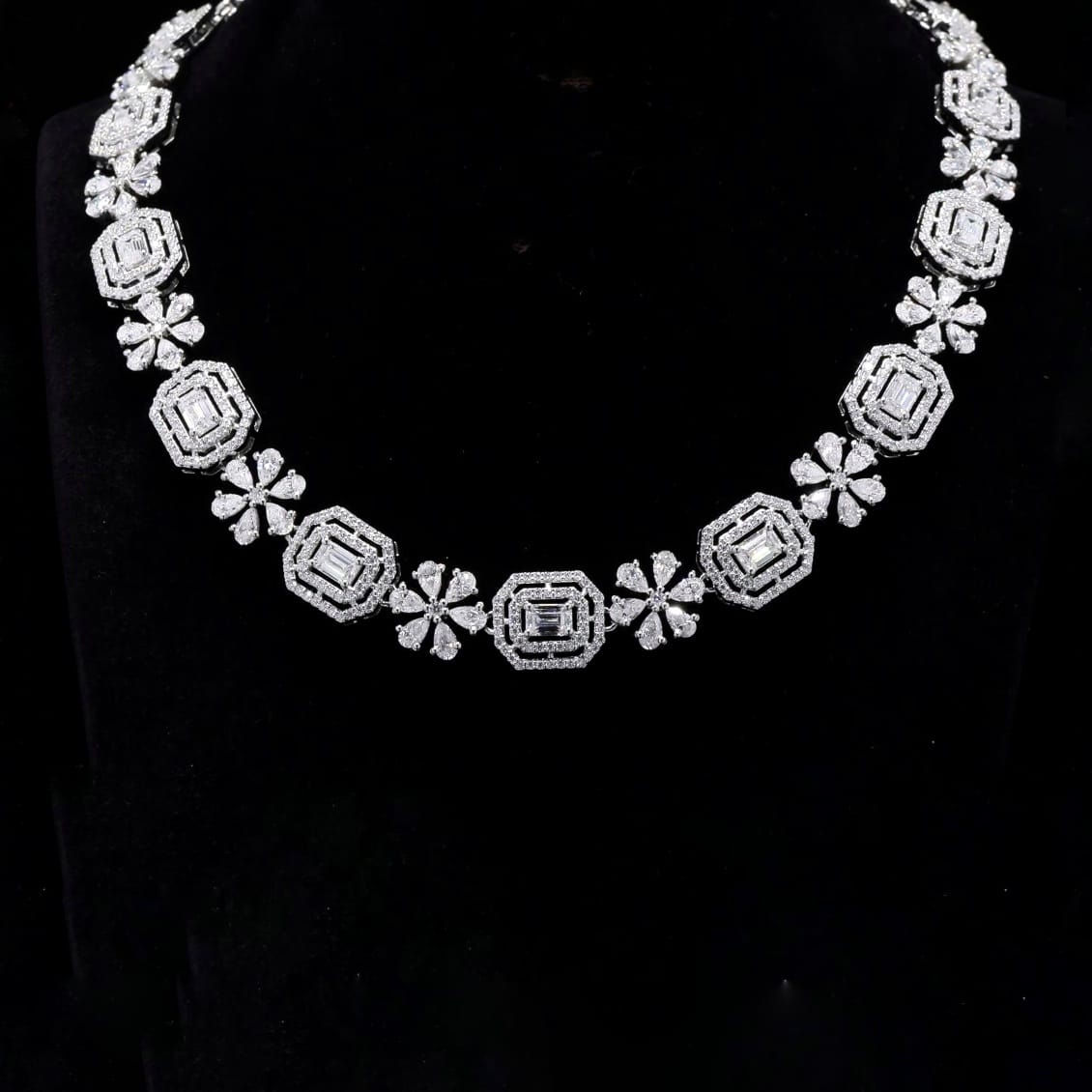 Starlight Moissanite Necklace & Sleek Long Earrings Set